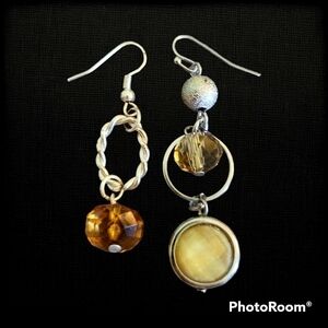 3/$30 Mismatched Dangle Hook Orbit Nebula Earrings